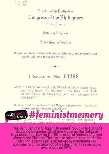 Declaration of 18-Day Campaign against Violence against Women in the Philippines Declaration of 18-Day Campaign against Violence against Women in the Philippines